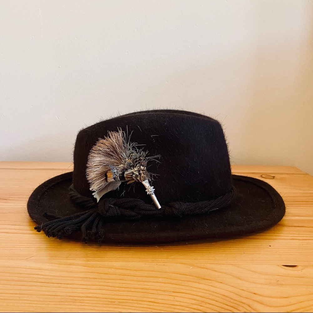 Vintage German Wedenfelser Sporthat brown Felt Feather Brimmed Hat
